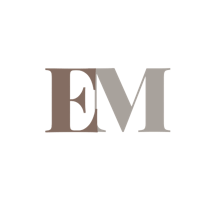 the letter em on a black background